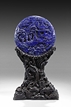 A LAPIS LAZULI CARVED CIRCULAR TABLE SCREEN