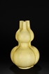 A YELLOW-GROUND THREE DOUBLE-GOURD TWIN VASE