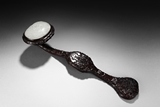 A HONGMU WHITE JADE INLAID RUYI SCEPTER