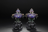 A PAIR OF SILVER CLOISONNE ENAMEL CENSERS