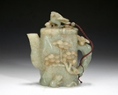 A CELADON JADE 'PINE TRUNK' TEAPOT