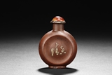 A YIXING ZISHA STONEWARE SNUFF BOTTLE