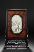 A WHITE JADE INLAID WOOD TABLE SCREEN