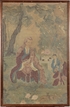 A FRAMED PAINTING OF DEITY AND WORSHIPPERS