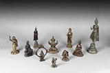 A SET OF TEN BRONZE BODHISATTVA FIGURES
