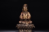 A PARCEL GILT BRONZE FIGURE OF BODHISATTVA