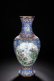 A LARGE PAINTED ENAMEL BRONZE VASE