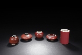 A SET OF PEACHBLOOM GLAZED SCHOLAR'S OBJECTS