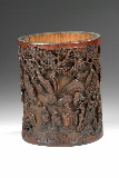 A FINELY CARVED BAMBOO BRUSHPOT