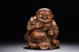 A BAMBOO CARVED FIGURE OF LIUHAI AND TOAD