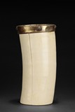 AN IVORY BRUSH POT WITH BRONZE ENCLOSURE