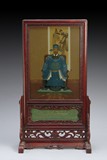 A CHINESE REVERSE PAINTED TABLE SCREEN