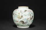 FAMILLE ROSE ROOSTER JAR
