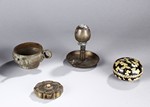 A GROUP OF BRONZE AND SILVER ITEMS