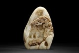 A CARVED WHITE JADE BOULDER'SHANZI'