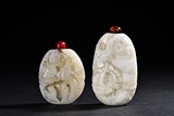 TWO WHITE JADE SNUFF BOTTLES