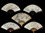 A SET OF FIVE FAN PAINTINGS