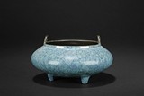 A ROBIN'S-EGG BLUE GLAZED TRIPOD CENSER