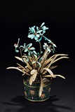 A TURQUOISE FLOWERS IN CLOISONEE ENAMEL JARDINIERE