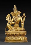A GILT BRONZE MANJUSRI STATUE