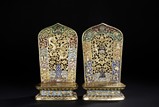 A PAIR OF IMPERIAL GILT BRONZE ENAMEL BODHISATTVA'S THRONE BACK-SLABS
