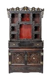 A HUANGHUALI WOOD CARVED ALTAR CABINET FOR BUDDHA STATUES