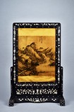A PAINTING INLAID HONGMU MOTHER-OF-PEARL TABLE SCREEN