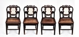 A SET OF FOUR SUANZHI WOOD CHAIRS INSET WITH MARBLE