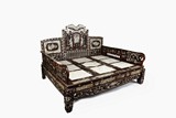 A MAGNIFICENT HONGMU LUOHAN BED WITH MARBLE PANELS