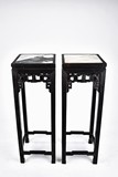 A PAIR OF SUANZHI SQUARE STAND INSET WITH CLOUD MARBLE