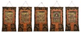 A SET OF FIVE TIBETAN THANGKA OF BODHISATTVAS