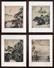 A SET OF FOUR INK AND COLOR LANDSCAPE PAINTINGS