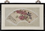 A COLOR AND INK FAN PAINTING OF PEONY