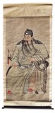 A LARGE COLOR AND INK PAINTING OF GUAN GONG