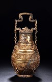 A GILT BRONZE HU VASE 