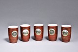 A SET OF FIVE EUROPEAN PORCELAIN CUPS 