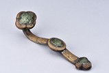 A GILT-BRONZE RUYI SCEPTER INSET WITH SPINACH JADE