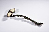 A BRONZE GEMS INLAID #LINGZHI# RUYI SCEPTER