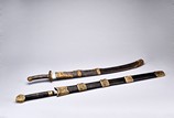 TWO SHAGREEN AND GILT-BRONZE SWORD AND SCABBARD