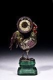 AN EUROPEAN ENAMELLED ROOSTER CLOCK