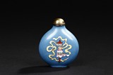 A BRONZE BLUE-GROUND CLOISONNE ENAMEL SNUFF BOTTLE