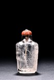 A ROCK CRYSTAL CARVED 'PINE' SNUFF BOTTLE
