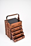 A LARGE 'LANDSCAPE' BAMBOO WOVEN PICNIC BOX