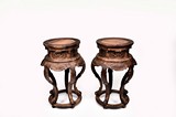A PAIR OF HARDWOOD INCENSE STANDS
