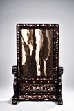 A MOTHER-OF-PEARL INLAID HONGMU MARBLE TABLE SCREEN