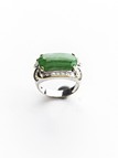 A NATURAL JADEITE AND DIAMOND RING 
