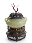 A WHITE JADE CARVED CENSER AND COVER