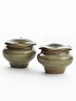A PAIR OF LONGQUAN CELADON JARDINIERES AND COVER