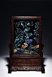 A VERY FINE KINGFISHER AND HONGMU TABLE SCREEN 