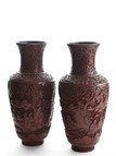 A PAIR OF CINNABAR LACQUER VASES 